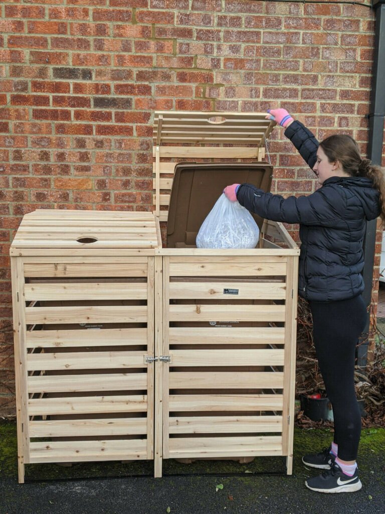 Double Wheelie Bin Store Bingarden Storage Hide Shed Tidy Outdoor Dustbin Cover